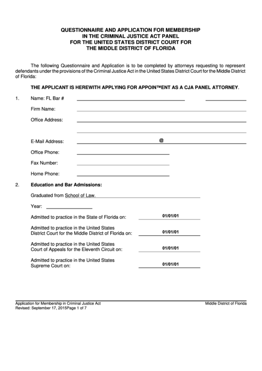 Questionnaire And Application For Membership