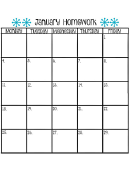 January Homework Calendar Template