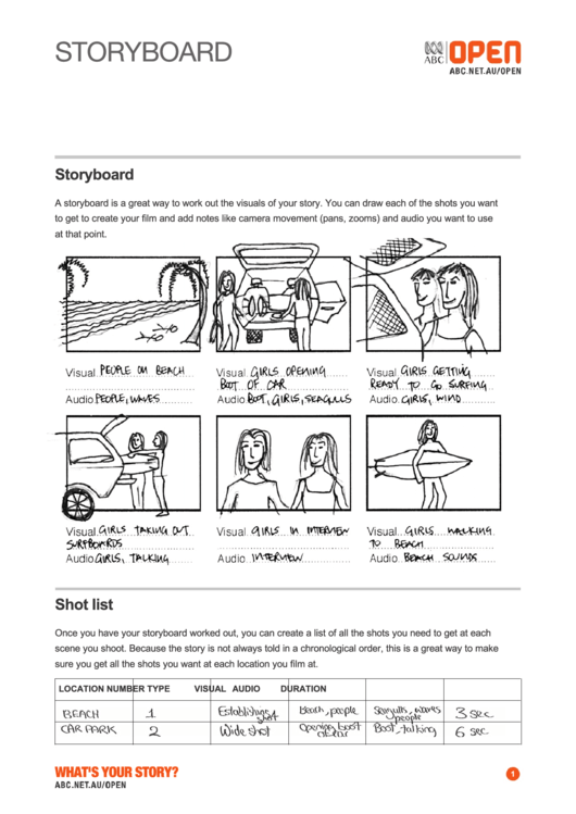 Movie Storyboard Template (With Example) Printable pdf