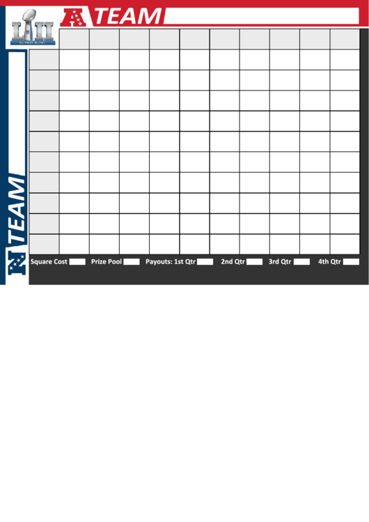 Super Bowl Squares Printable pdf