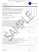 Writing Assignment Evaluation Form
