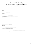 Wesleyan University Writing Tutor Application Form