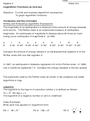 Logarithmic Functions As Inverses Worksheet Printable pdf