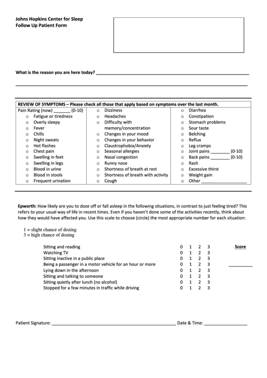 Follow Up Patient Form Printable pdf