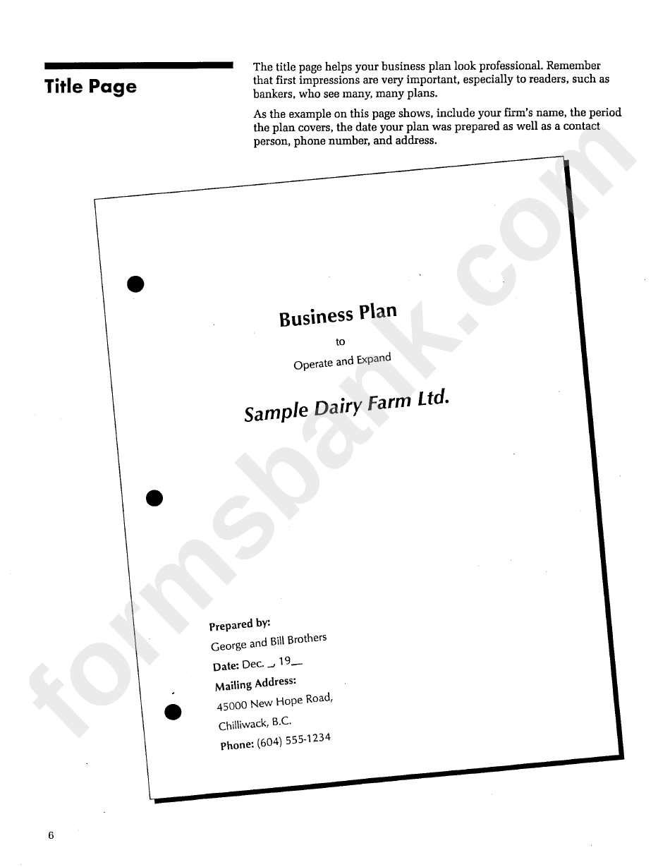 Agricultural Producers Business Plan Sample