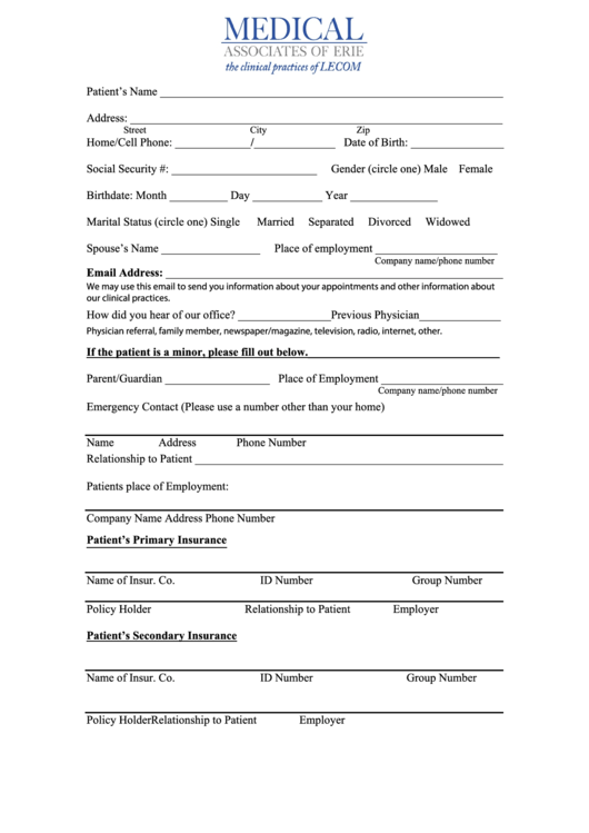 New Patient Form Printable Pdf Download 8859