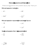 Rational Exponents And Radical Form Worksheet