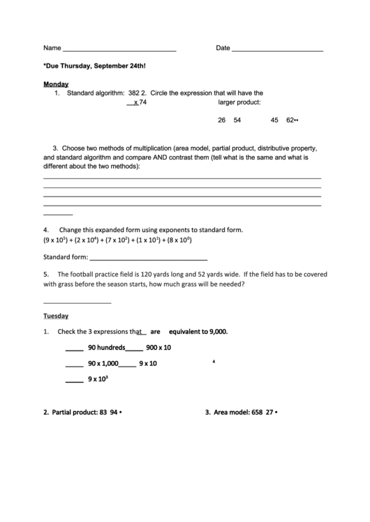 Expanded Form Worksheet Printable pdf
