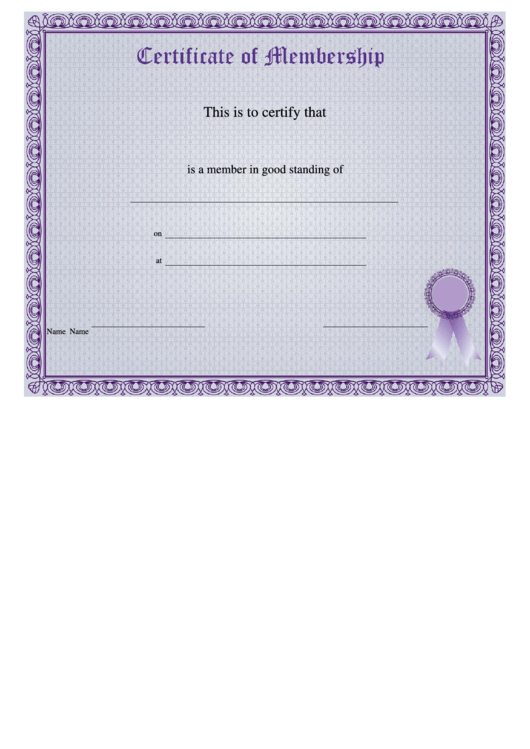 Certificate Of Membership Printable pdf