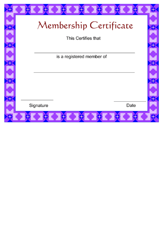 Membership Certificate Printable pdf