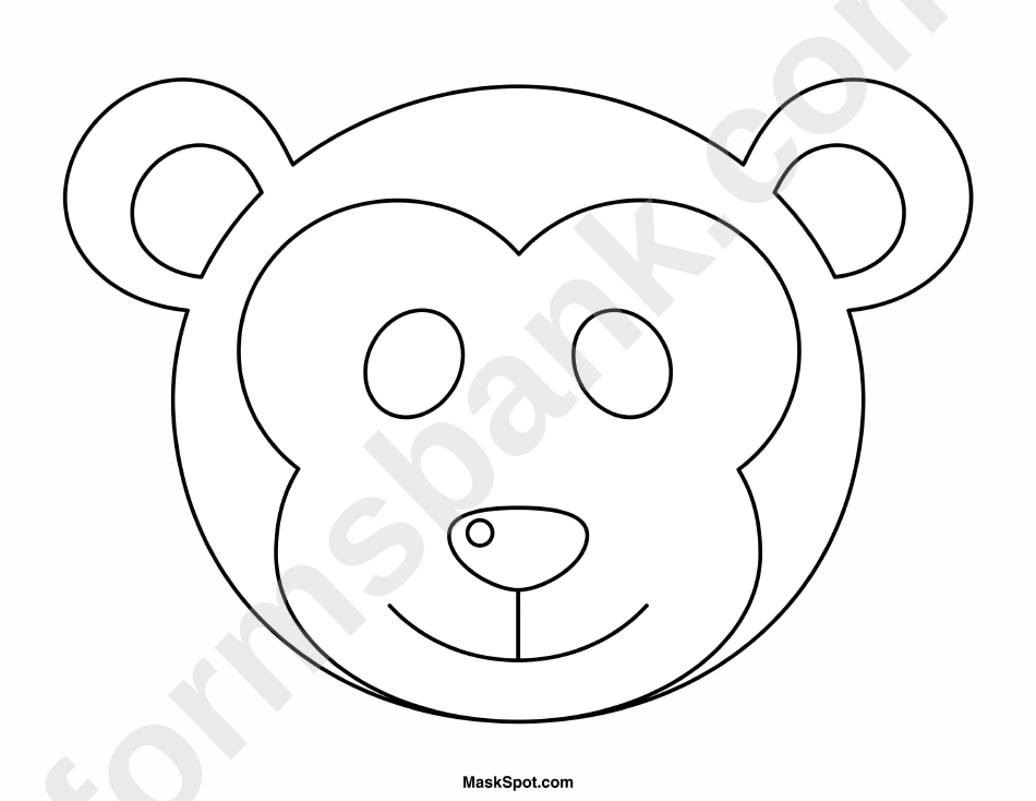 Monkey Mask Template (Black And White)