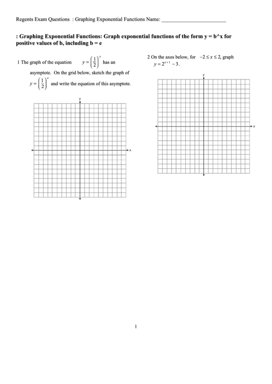 Graphing Exponential Functions Worksheet Printable pdf