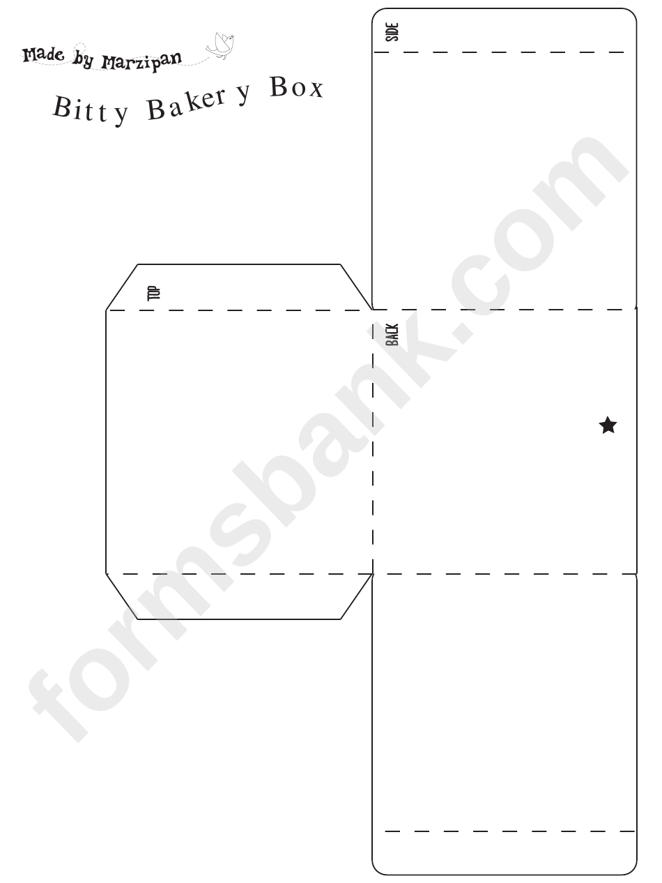 Bitty Bakery Box Template printable pdf download