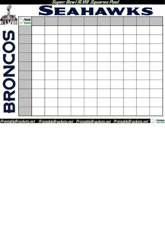 Super Bowl Squares - Broncos Vs Seahawks Printable pdf