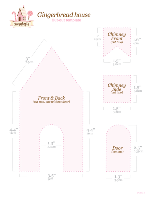 Gingerbread House Cut-Out Template Printable pdf