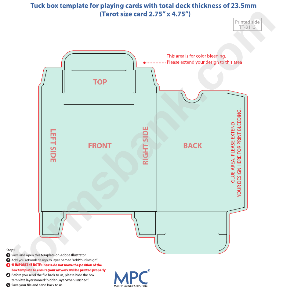 Card Box Template 23.5mm Thickness printable pdf download