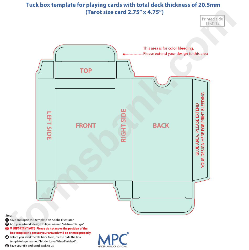 Card Box Template -20.5 Mm Thickness