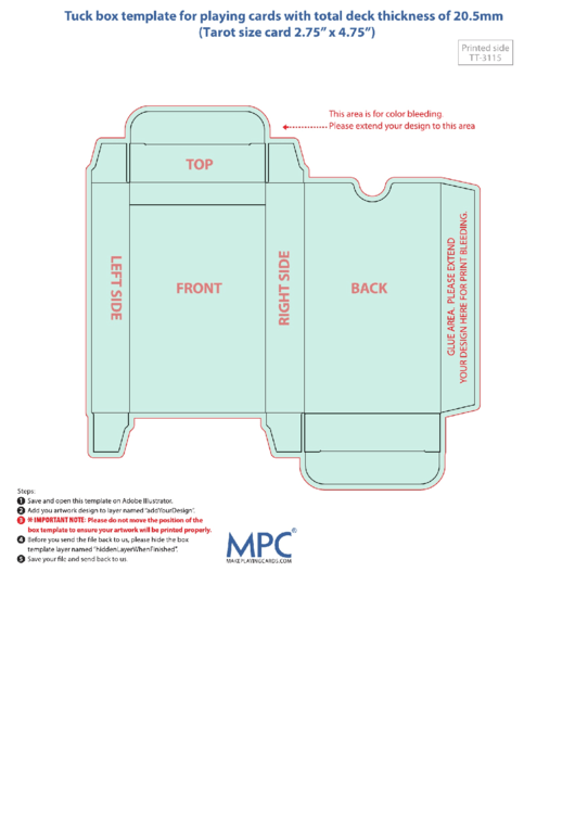 Card Box Template -20.5 Mm Thickness Printable pdf