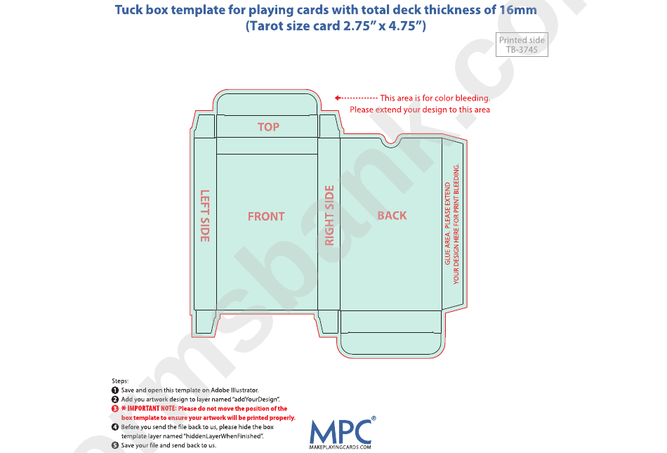 Card Box Template - 50.5 Mm Thickness