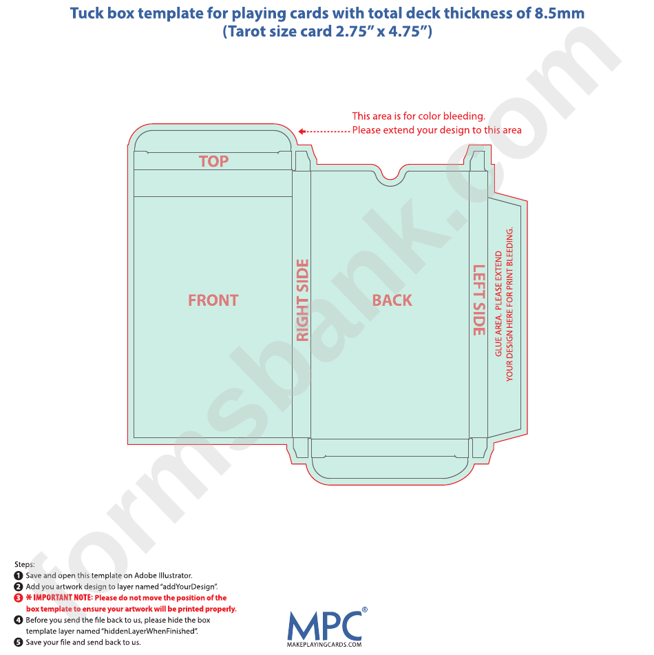 Card Box Template - 8.5mm Thickness printable pdf download