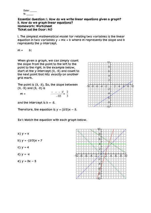 Linear Equations Printable pdf