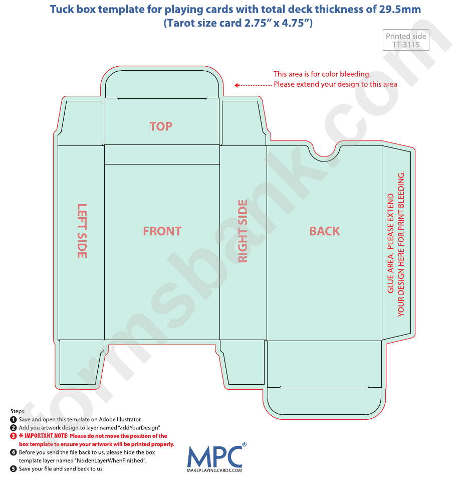 Card Box Template - 29.5mm Thickness printable pdf download