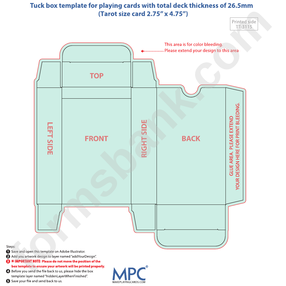 Card Box Template - 26.5 Mm Thickness