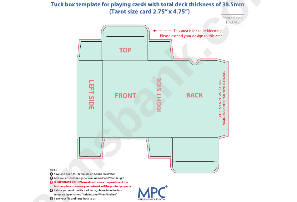 Card Box Template - 38.5mm Thickness printable pdf download