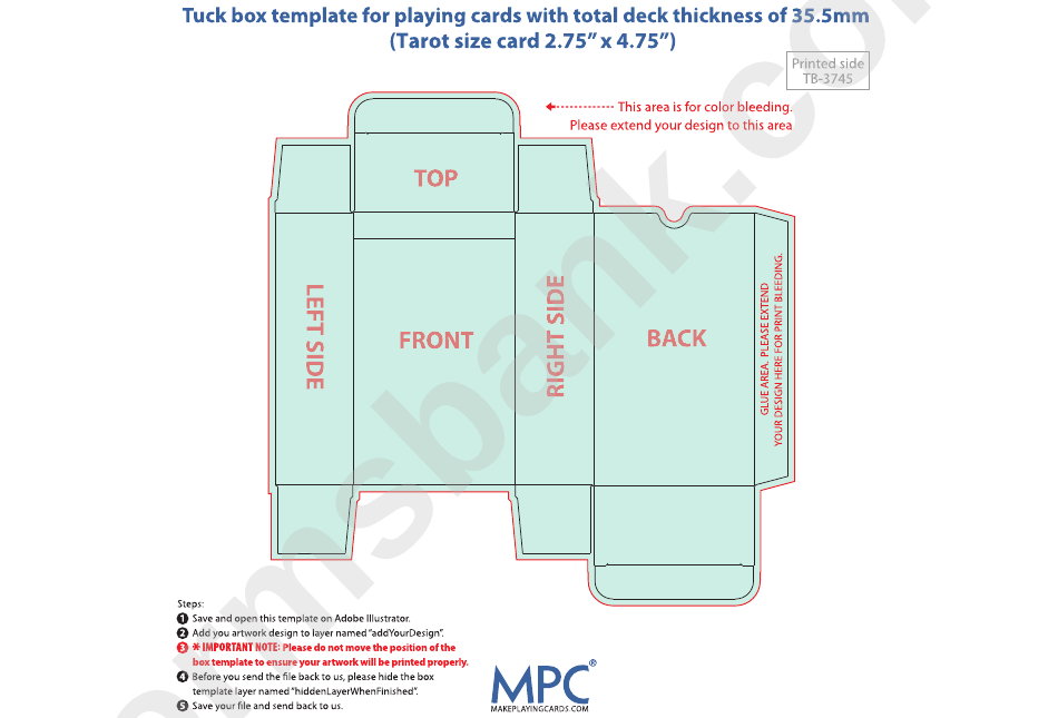 Card Box Template - 35.5 Mm Thickness