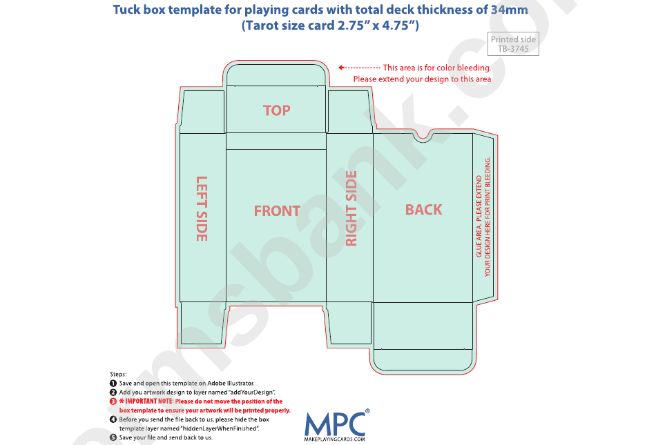 Card Box Template - 34mm Thickness