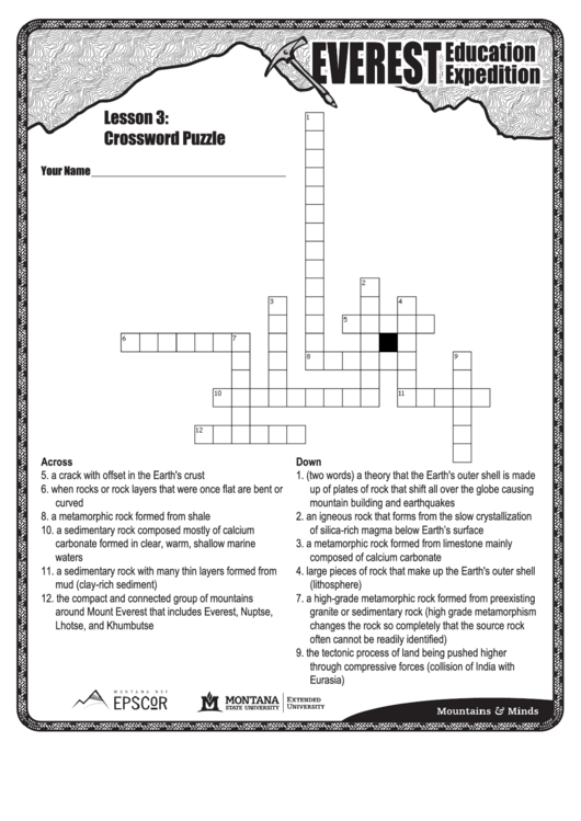 Lesson 3 Crossword Puzzle Printable pdf