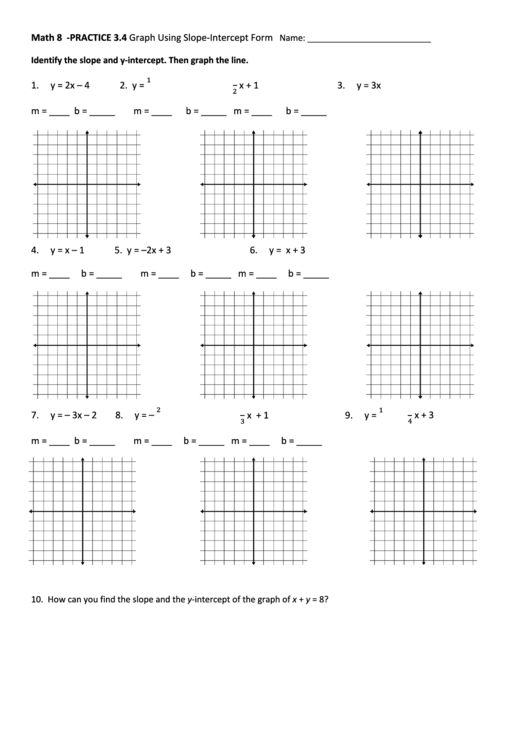 37 Finding Slope And Y Intercept From An Equation Worksheet Worksheet