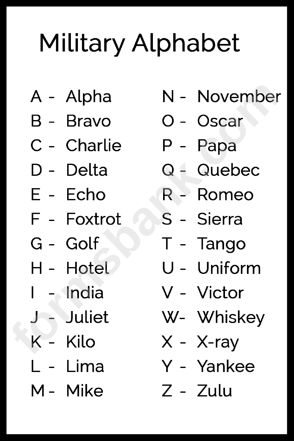 military alphabet printable pdf download