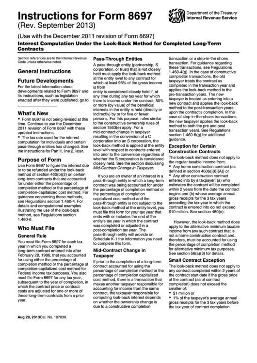 Instructions For Form 8697 (Rev. 2013) Printable pdf