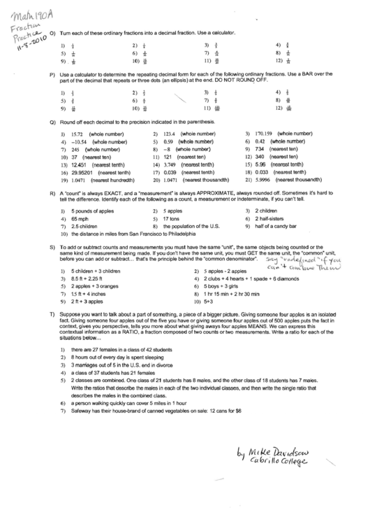 Math Fractions Practice Worksheet Printable pdf