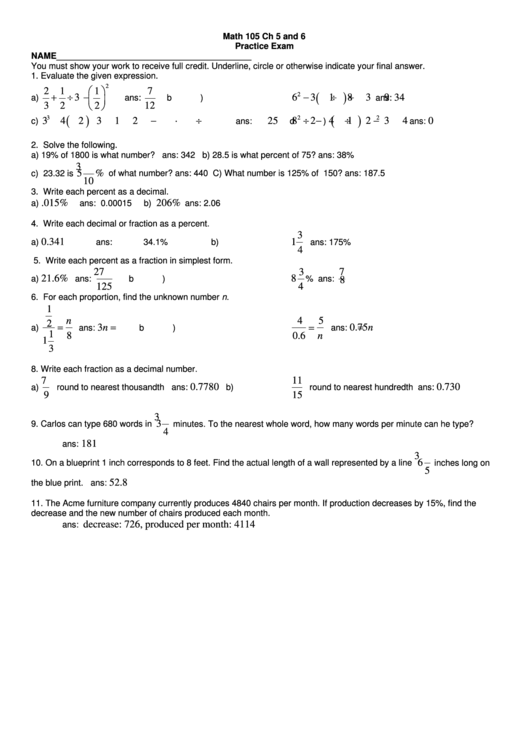 Math 105 Practice Worksheet Printable pdf