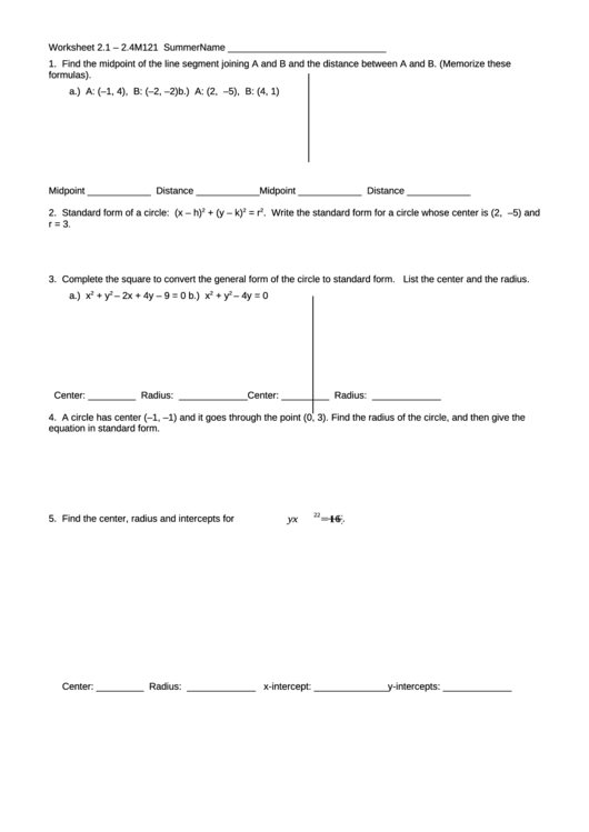Find The Midpoint Of The Line Segment Joining A And B Printable pdf