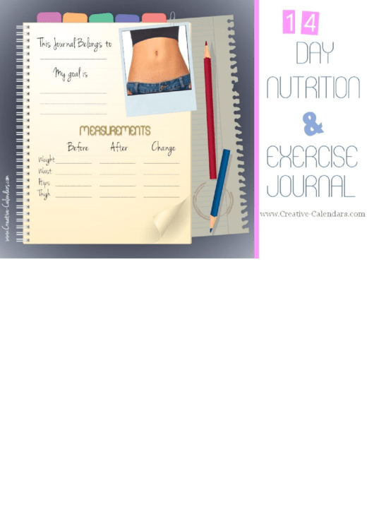 14 Day Nutrition & Exercise Journal Template Printable pdf