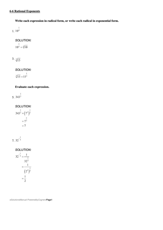Writing Expressions In Radical Form Worksheet Printable pdf