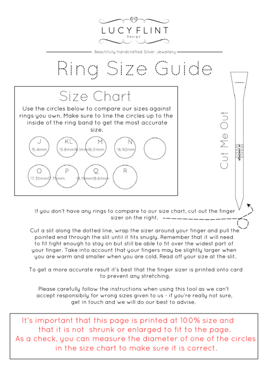 Lucy Flint Ring Size Guide Printable pdf