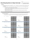 Rewriting Equations In Slope Intercept Printable pdf