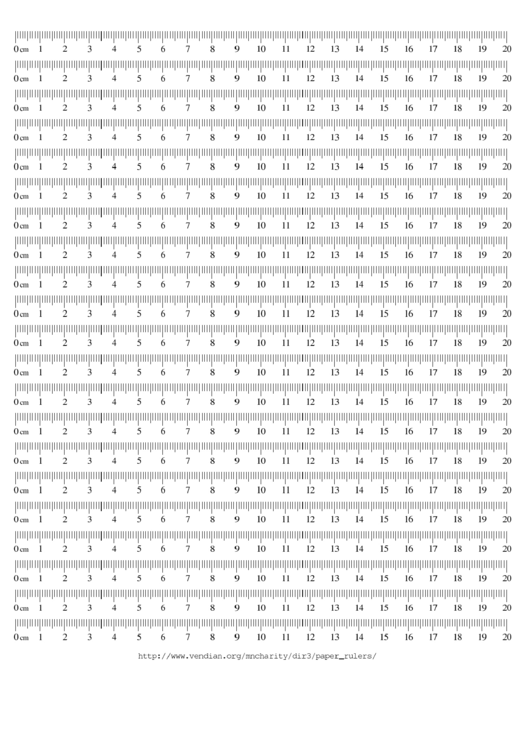 20 Centimeter Ruler Template