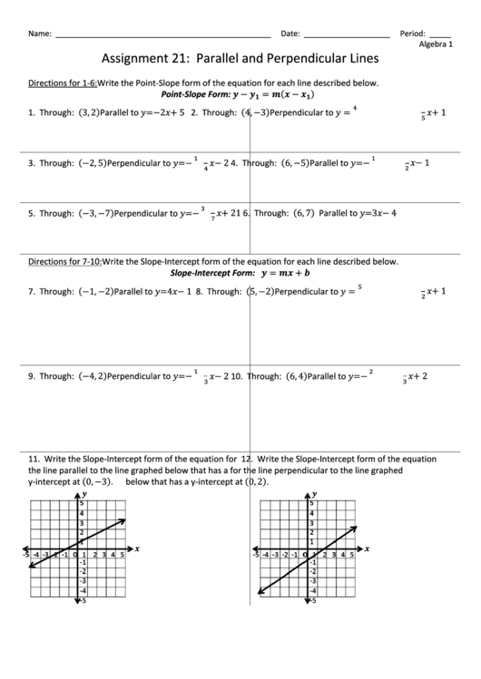 Parallel And Perpendicular Lines Printable pdf