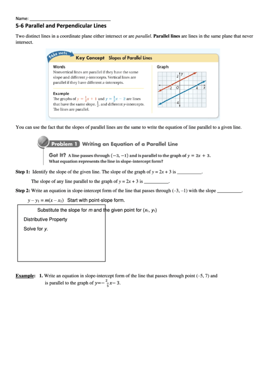 5 6 Parallel And Perpendicular Lines Printable pdf