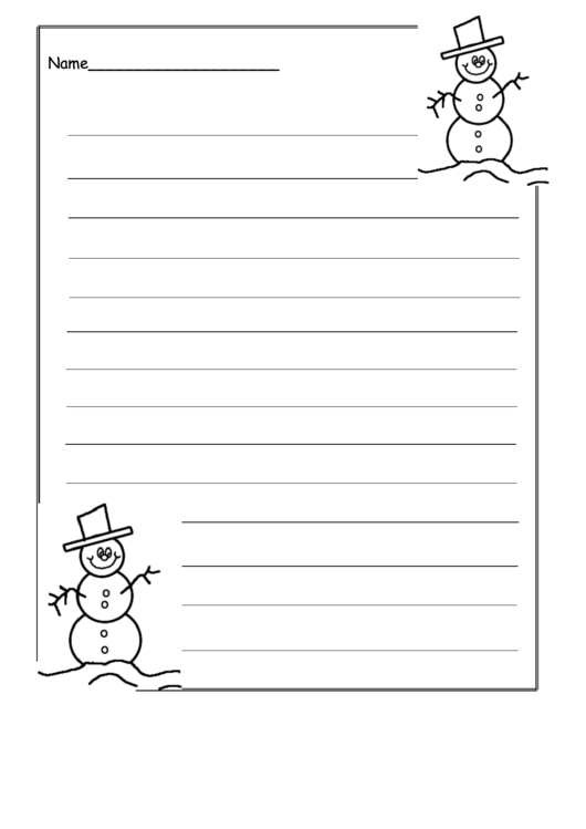 Snowman Christmas Writing Template Printable pdf