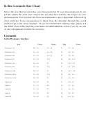 K-bee Leotards Size Chart