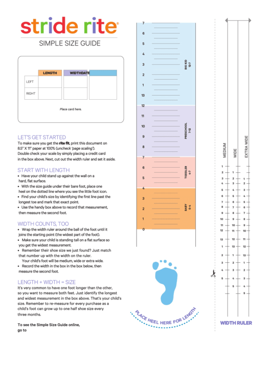 Stride Rite Kids Shoe Size Guide Printable pdf