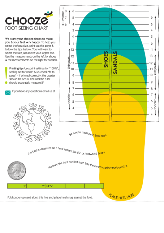Chooze Foot Sizing Chart printable pdf download