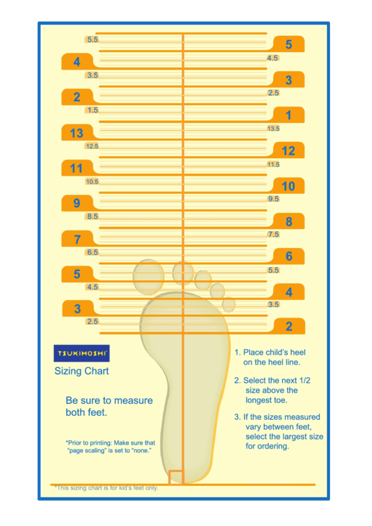 Tsukihoshi Shoe Size Chart Printable pdf