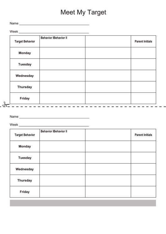 Meet My Target Student Behavior Log Printable pdf